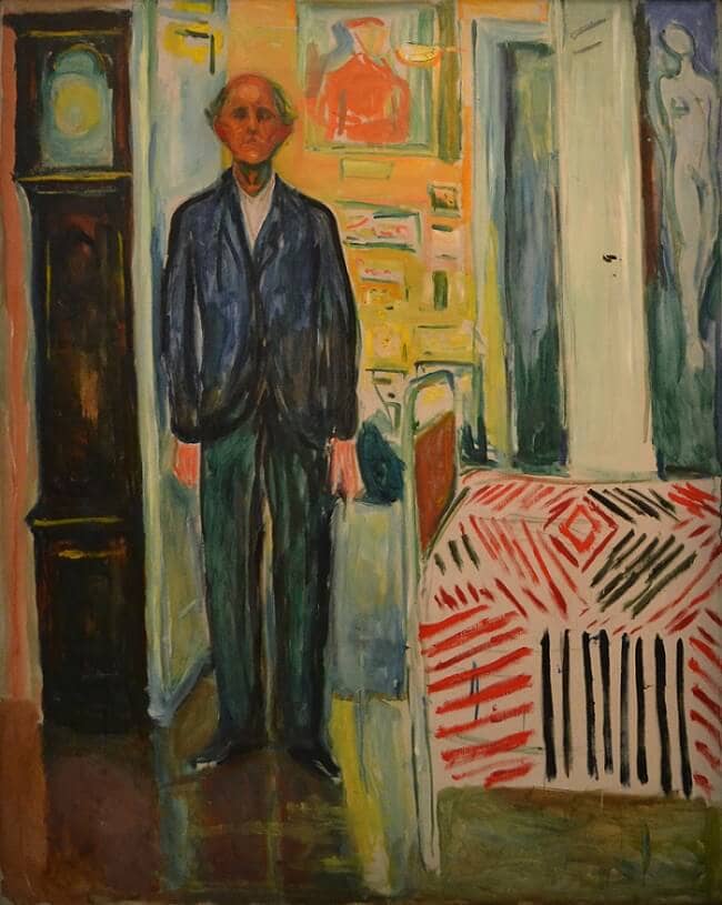 Self-Portrait Between the Clock and the Bed, 1940 by Edvard Munch