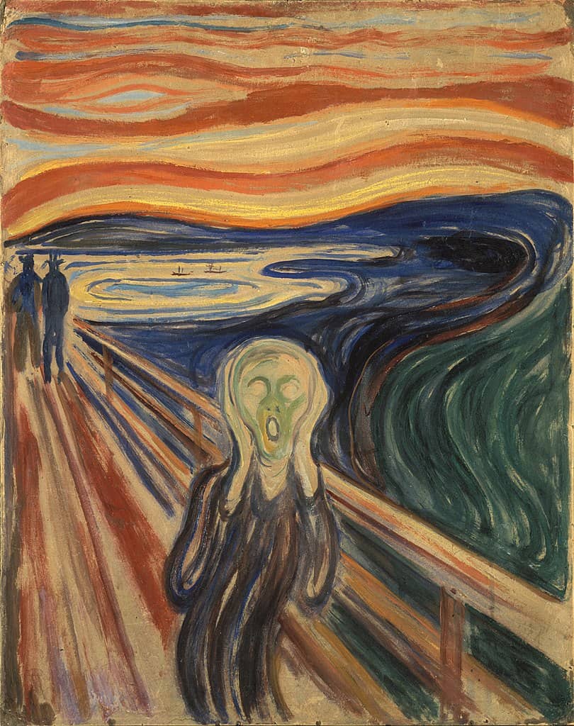 The Scream by Norwegian artist Edvard Munch, 1893.